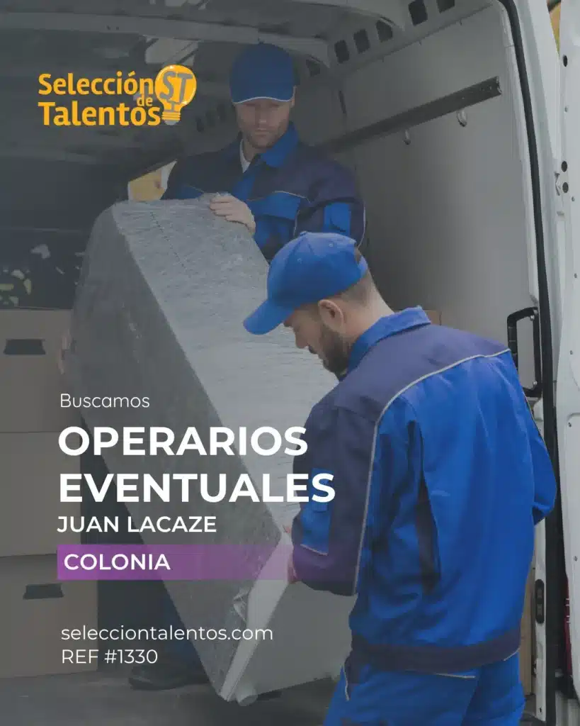 Nos encontramos en la búsqueda de Operarios eventuales (a convocatoria) para incorporarse a nuestro equipo en el departamento de Colonia - Juan Lacaze